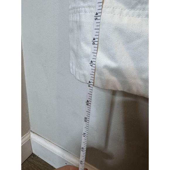 Free People Dress Womens Small White Overall Pinafore Jumper Cotton Pockets - Picture 7 of 9